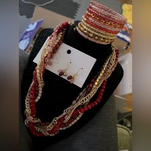Beautiful burgundy, gold beads set